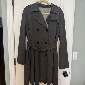 Vintage Stylish Gray Double-Breasted Trench Coat